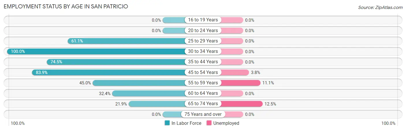 Employment Status by Age in San Patricio