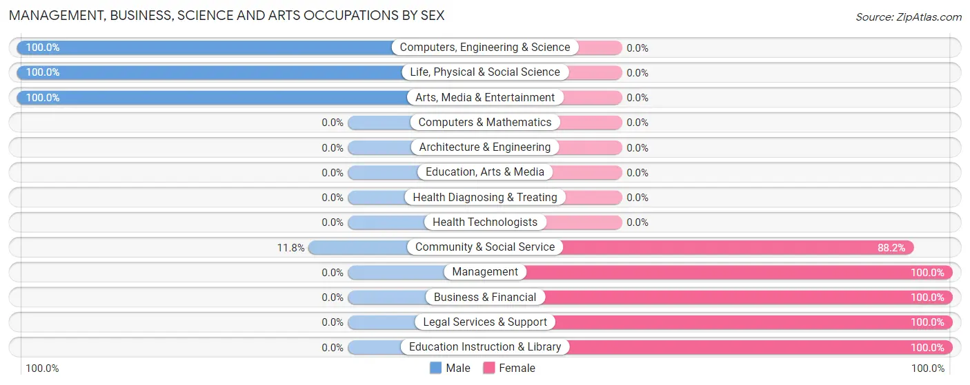 Management, Business, Science and Arts Occupations by Sex in San Perlita