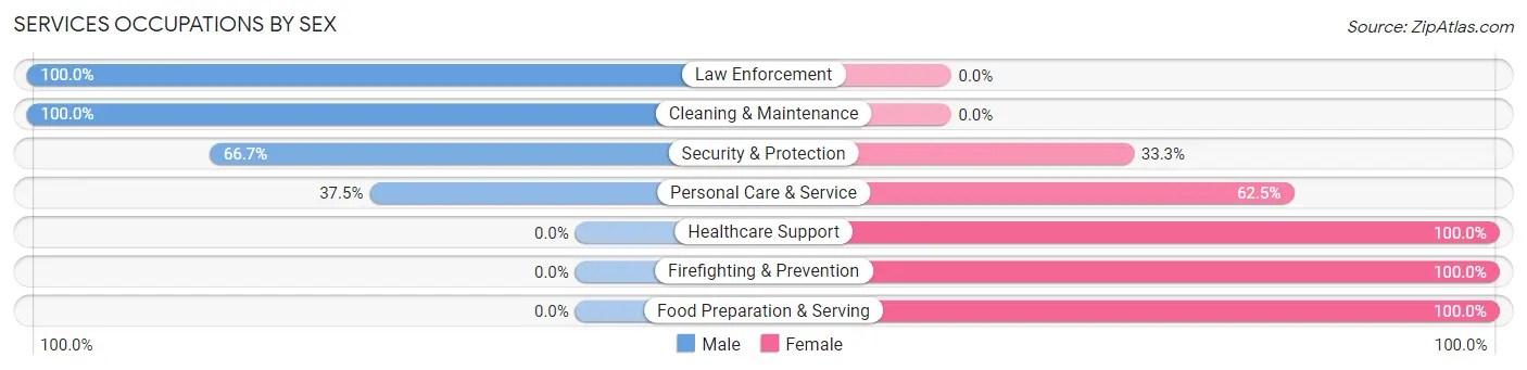 Services Occupations by Sex in San Perlita