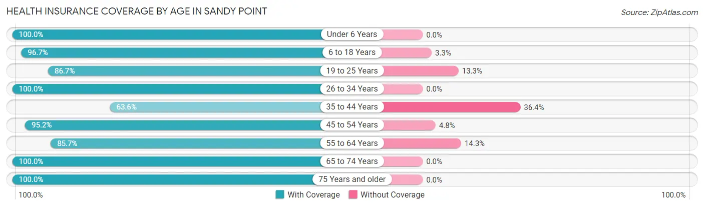 Health Insurance Coverage by Age in Sandy Point