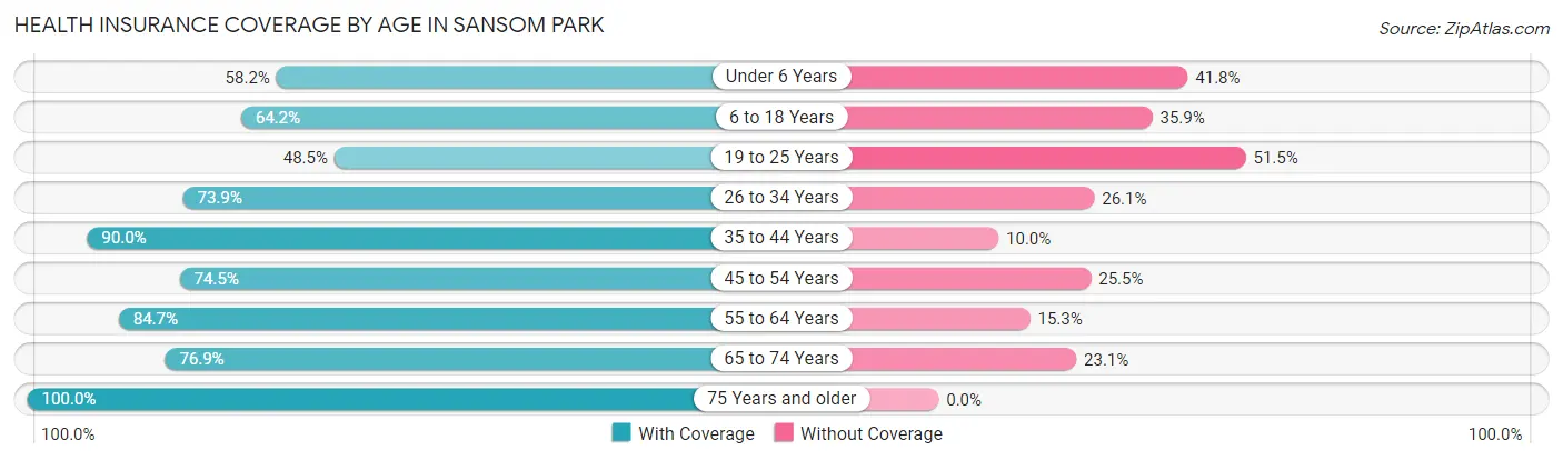 Health Insurance Coverage by Age in Sansom Park