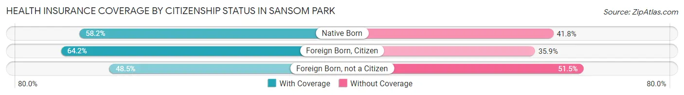 Health Insurance Coverage by Citizenship Status in Sansom Park