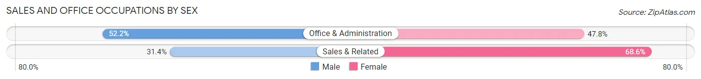 Sales and Office Occupations by Sex in Santa Maria