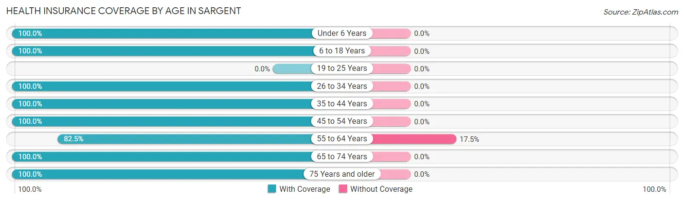 Health Insurance Coverage by Age in Sargent