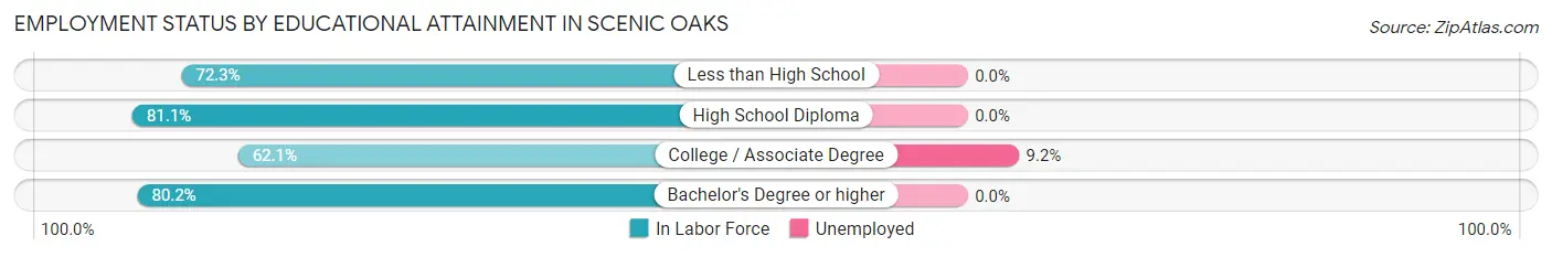 Employment Status by Educational Attainment in Scenic Oaks