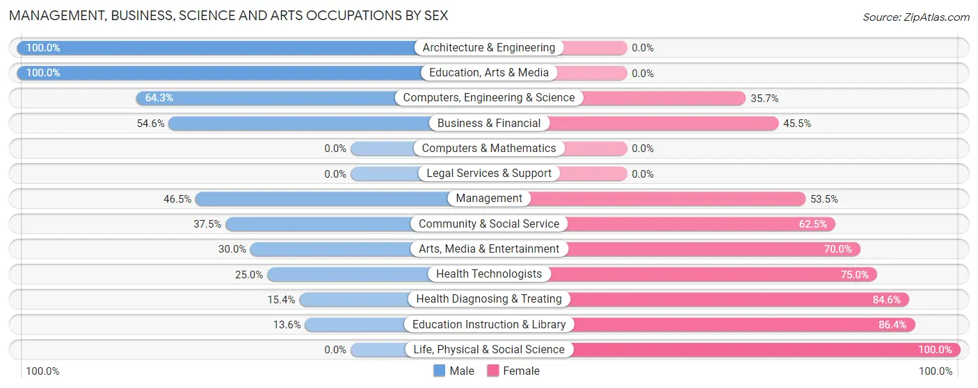 Management, Business, Science and Arts Occupations by Sex in Schulenburg
