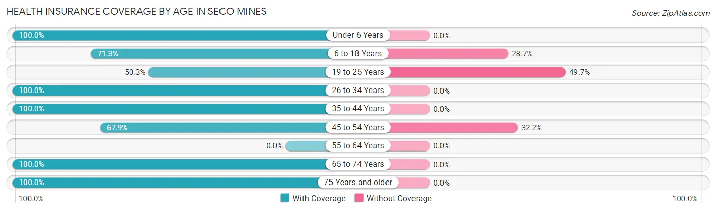 Health Insurance Coverage by Age in Seco Mines