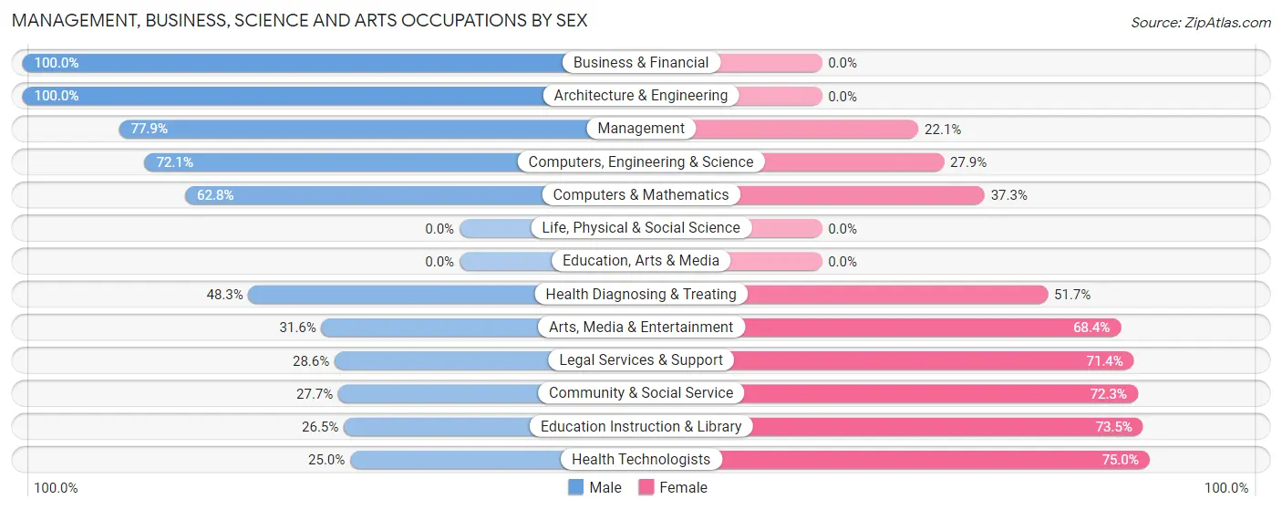 Management, Business, Science and Arts Occupations by Sex in Seis Lagos