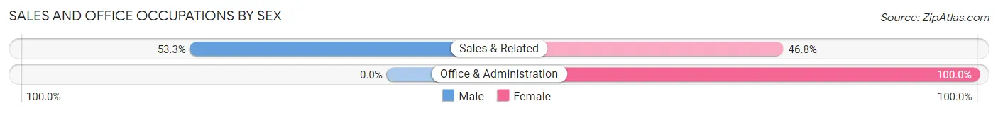 Sales and Office Occupations by Sex in Seis Lagos