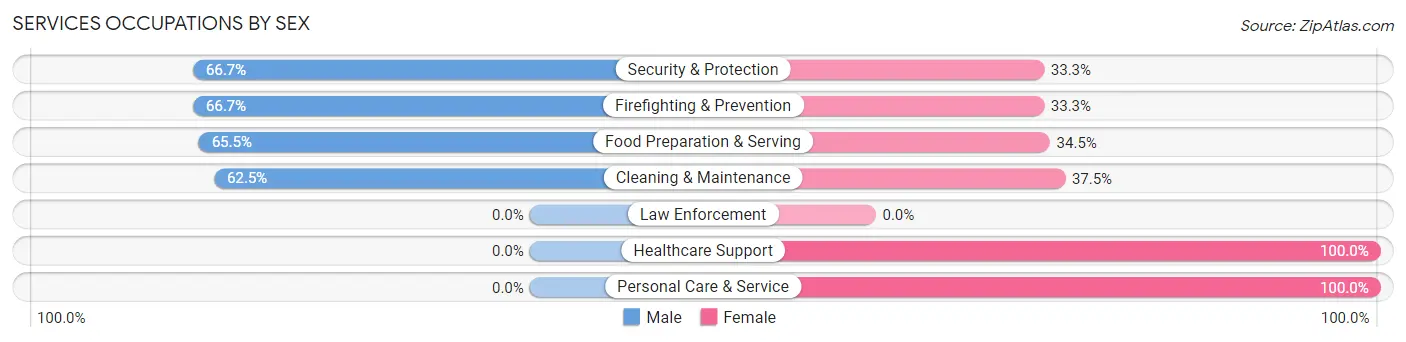 Services Occupations by Sex in Seven Points
