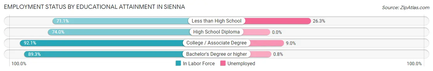 Employment Status by Educational Attainment in Sienna