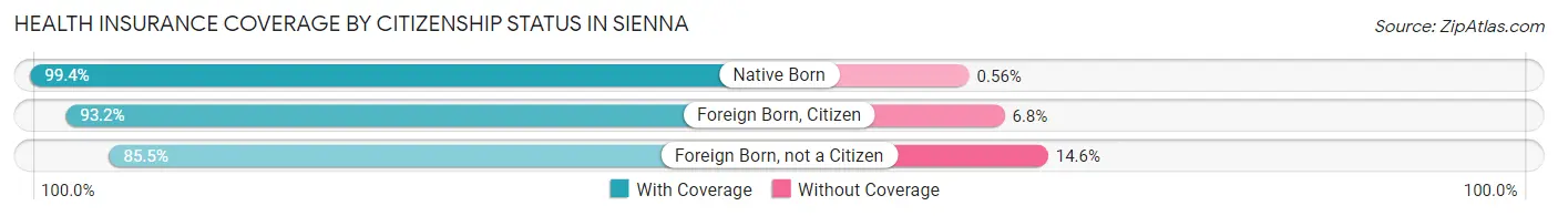 Health Insurance Coverage by Citizenship Status in Sienna