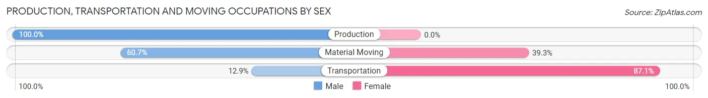 Production, Transportation and Moving Occupations by Sex in Steiner Ranch