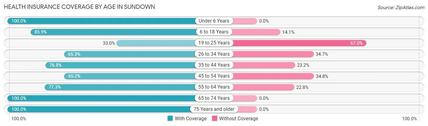 Health Insurance Coverage by Age in Sundown