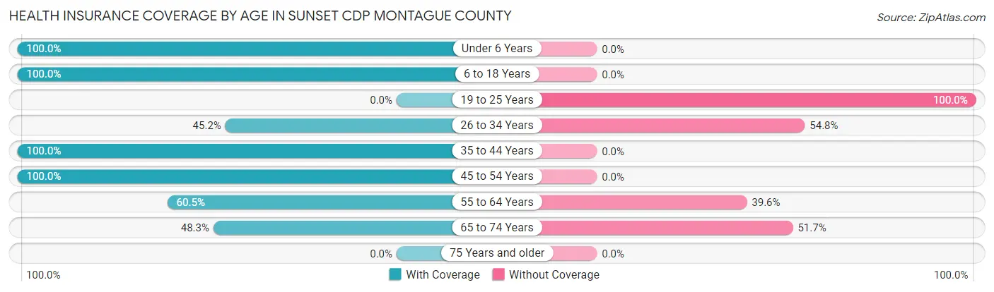 Health Insurance Coverage by Age in Sunset CDP Montague County