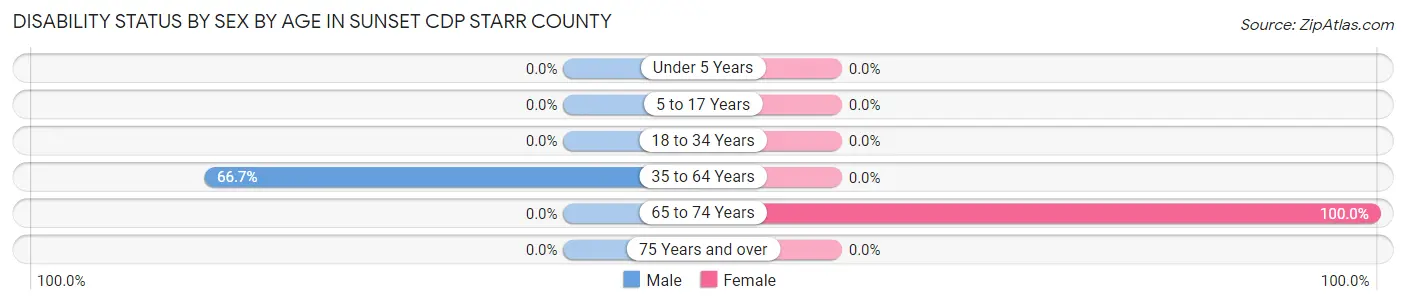 Disability Status by Sex by Age in Sunset CDP Starr County