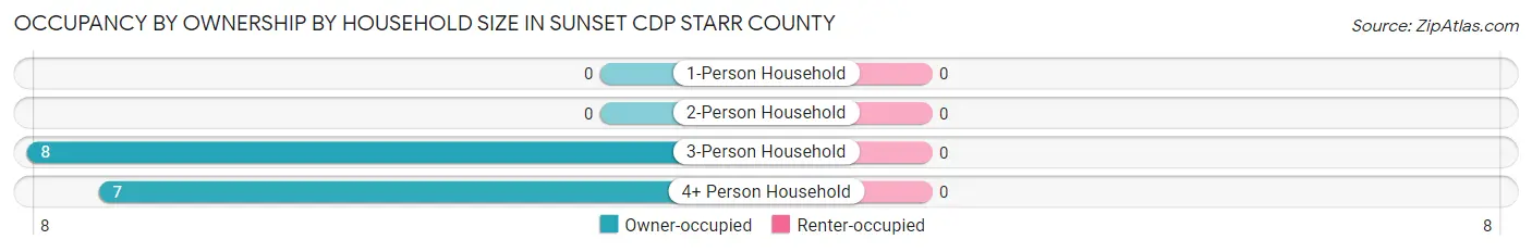 Occupancy by Ownership by Household Size in Sunset CDP Starr County
