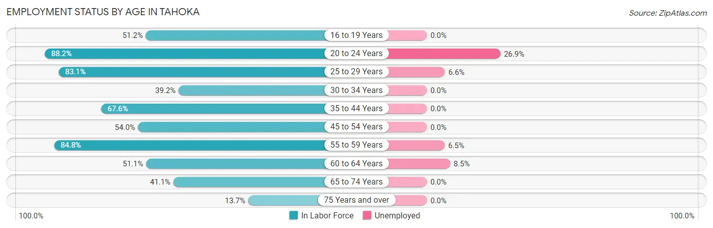 Employment Status by Age in Tahoka