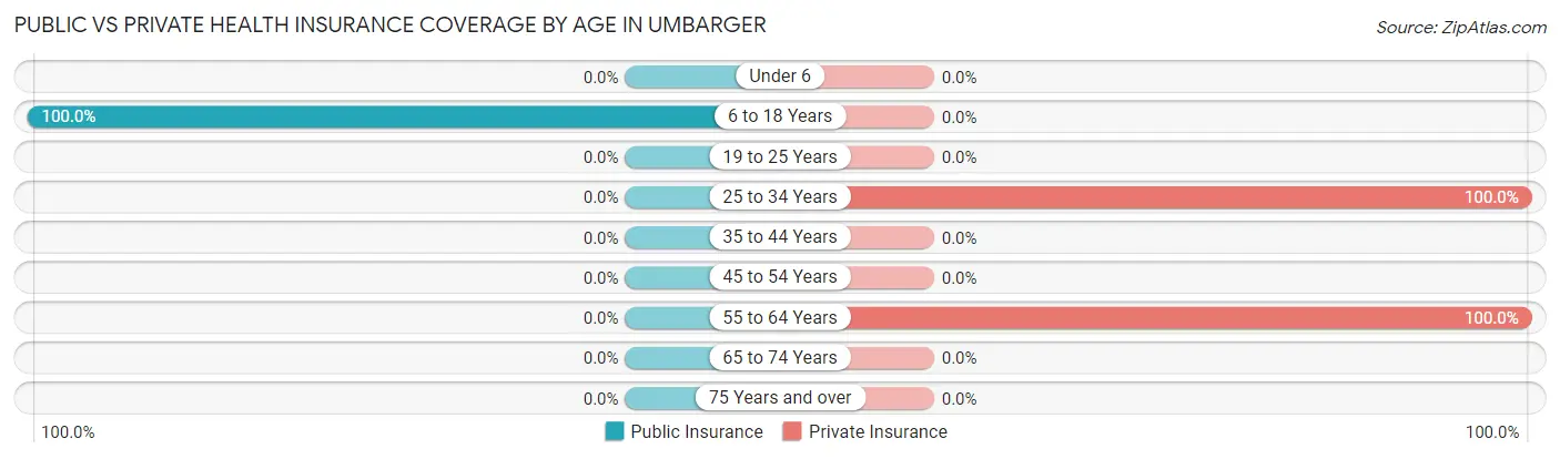 Public vs Private Health Insurance Coverage by Age in Umbarger