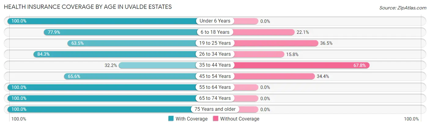 Health Insurance Coverage by Age in Uvalde Estates