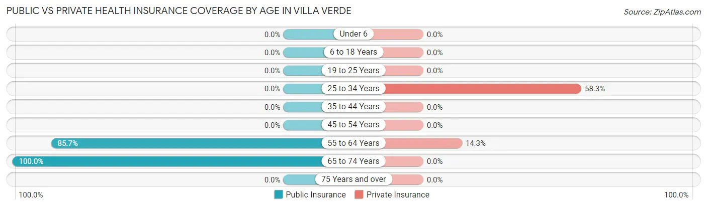 Public vs Private Health Insurance Coverage by Age in Villa Verde