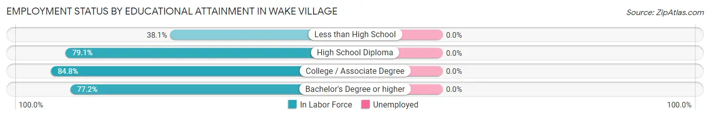 Employment Status by Educational Attainment in Wake Village