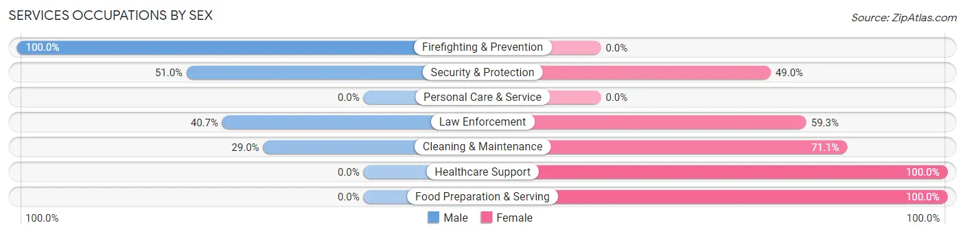 Services Occupations by Sex in Wake Village