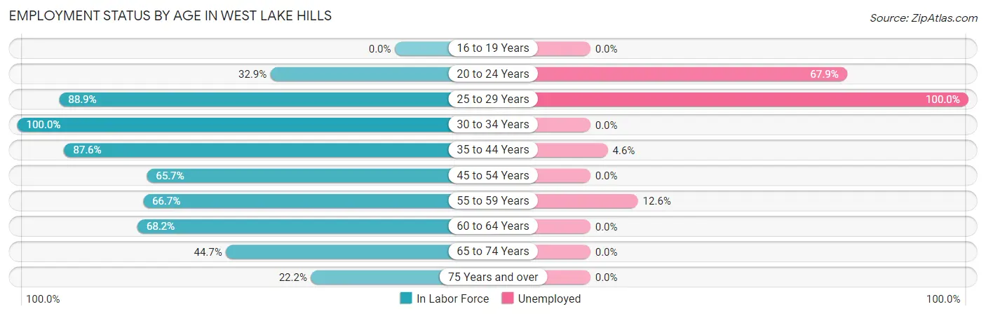 Employment Status by Age in West Lake Hills