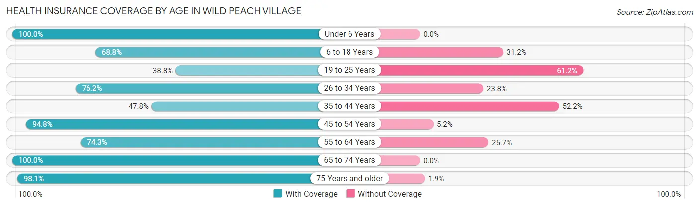 Health Insurance Coverage by Age in Wild Peach Village