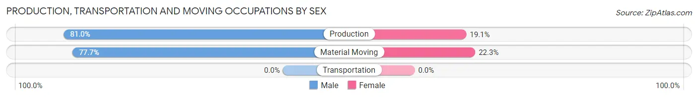 Production, Transportation and Moving Occupations by Sex in Wild Peach Village