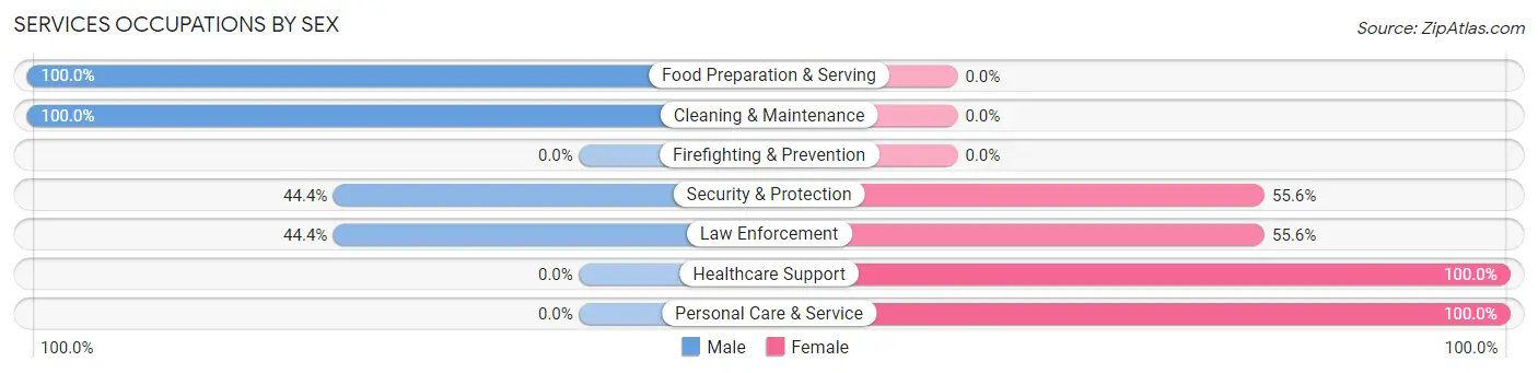 Services Occupations by Sex in Wild Peach Village