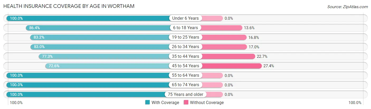 Health Insurance Coverage by Age in Wortham