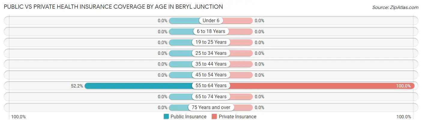 Public vs Private Health Insurance Coverage by Age in Beryl Junction
