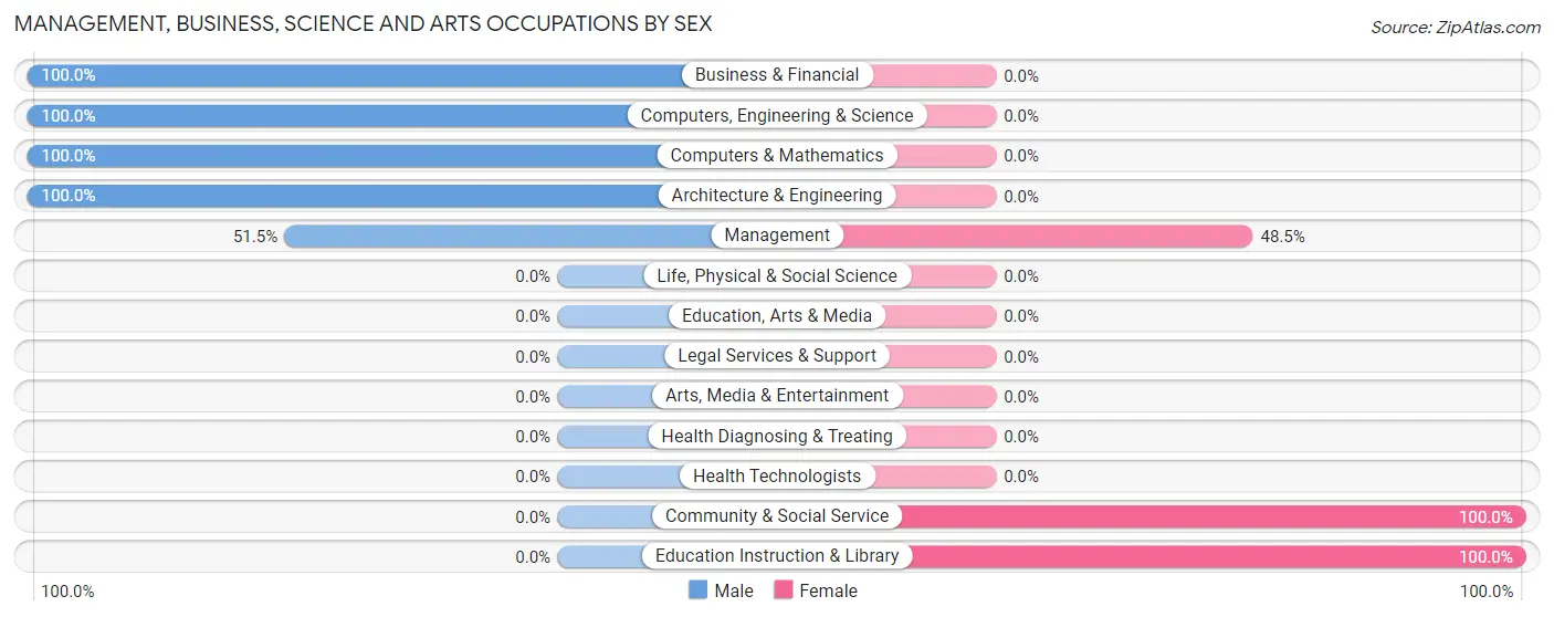 Management, Business, Science and Arts Occupations by Sex in Brighton