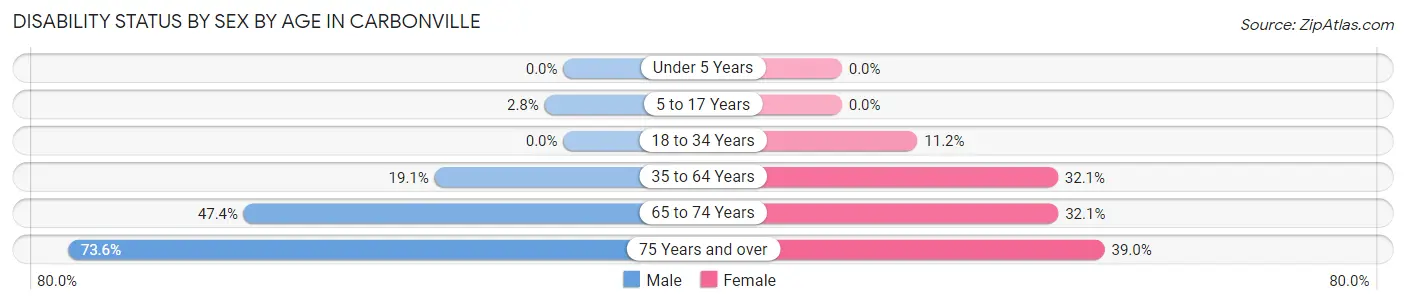 Disability Status by Sex by Age in Carbonville
