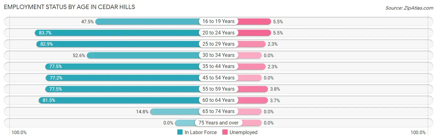 Employment Status by Age in Cedar Hills