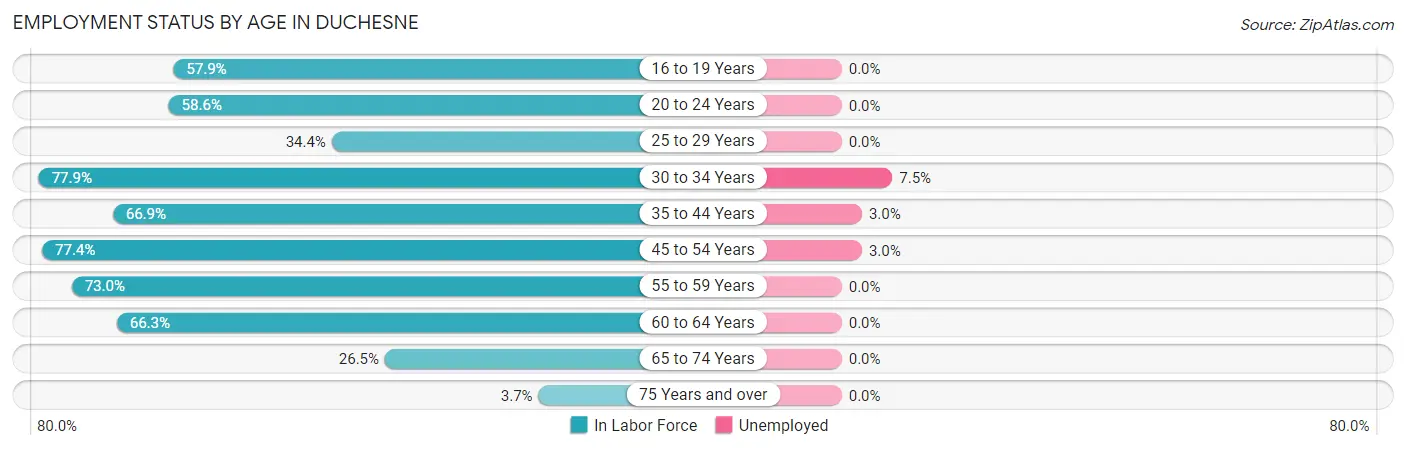 Employment Status by Age in Duchesne