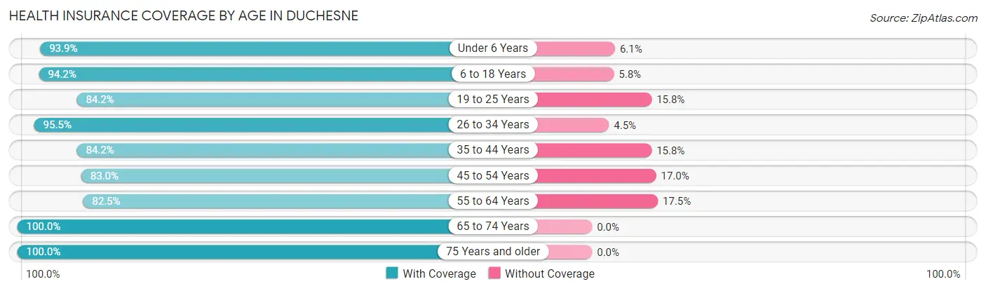 Health Insurance Coverage by Age in Duchesne