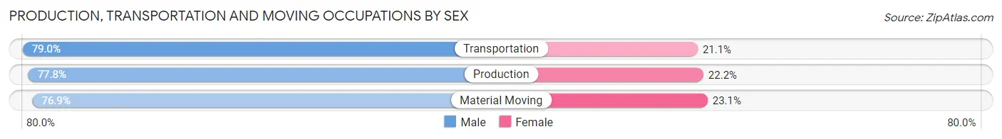 Production, Transportation and Moving Occupations by Sex in Duchesne