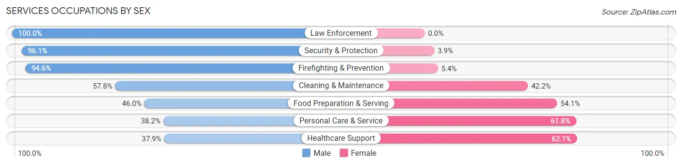 Services Occupations by Sex in Hurricane