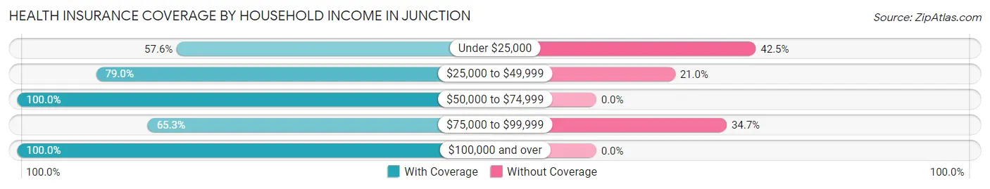 Health Insurance Coverage by Household Income in Junction