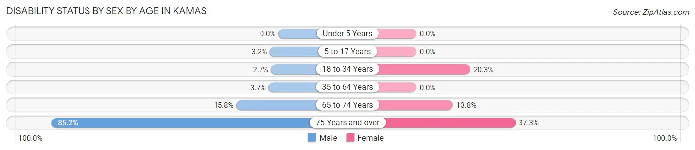 Disability Status by Sex by Age in Kamas