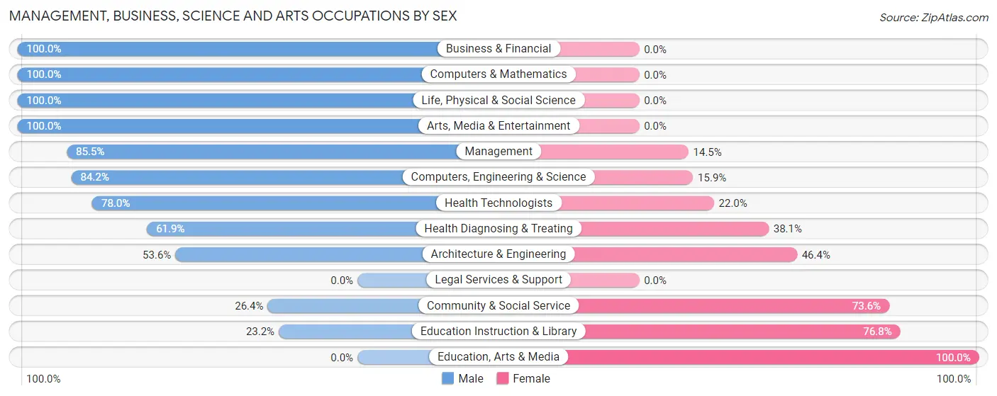 Management, Business, Science and Arts Occupations by Sex in Maeser
