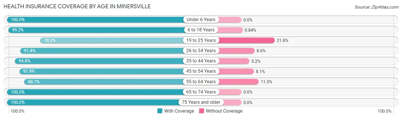 Health Insurance Coverage by Age in Minersville