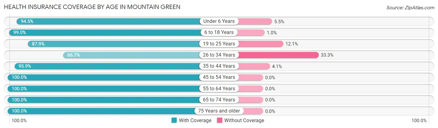 Health Insurance Coverage by Age in Mountain Green