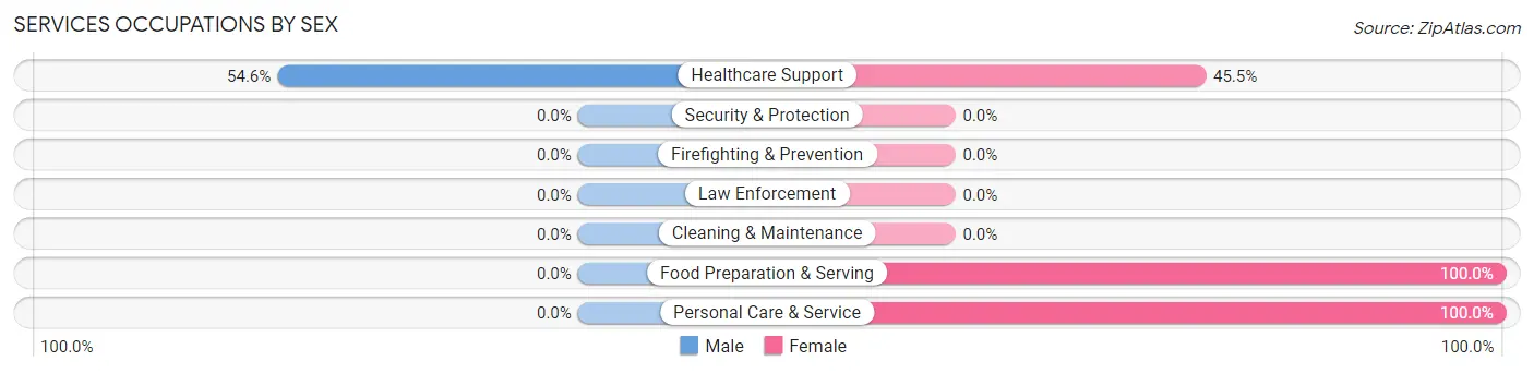 Services Occupations by Sex in New Harmony