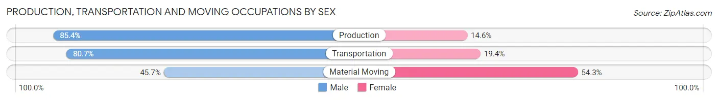 Production, Transportation and Moving Occupations by Sex in River Heights
