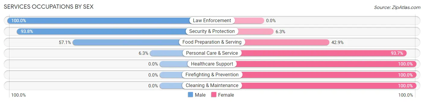 Services Occupations by Sex in Salina