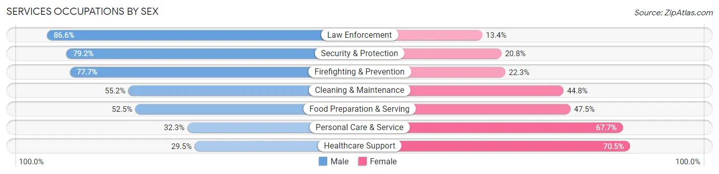 Services Occupations by Sex in Salt Lake City