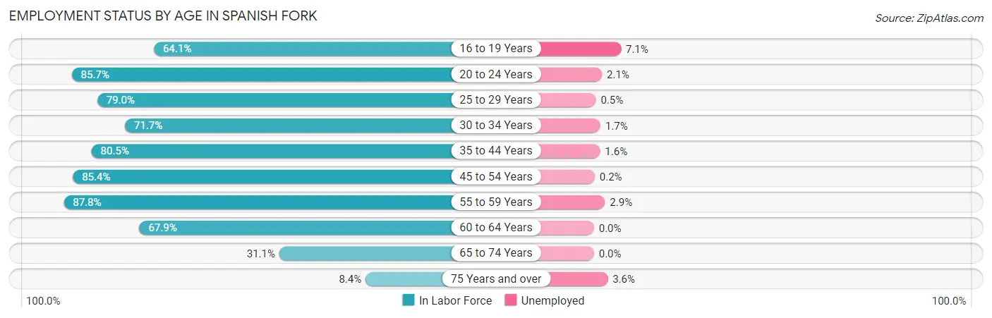Employment Status by Age in Spanish Fork
